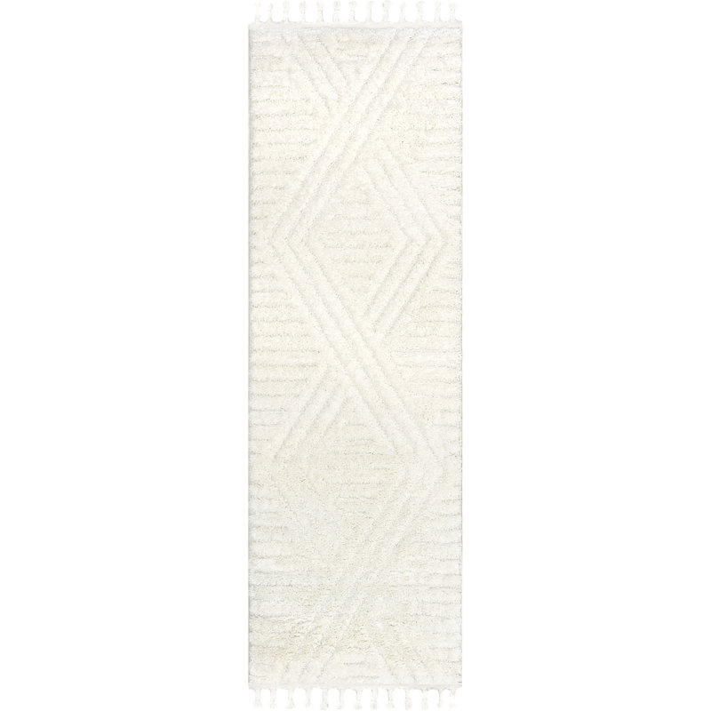 Tapis géométrique à poils longs, Rond 8 pi