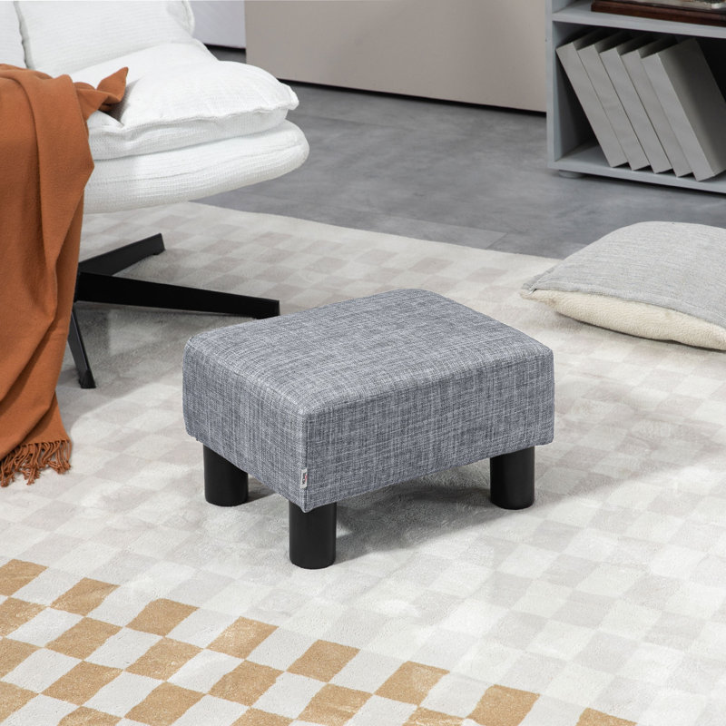 40cm Wide Tufted Solid Colour Footstool Ottoman, Grey