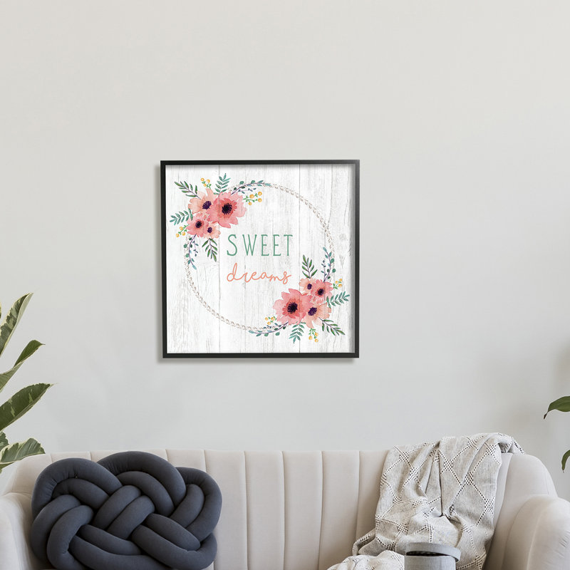 Sweet Dreams - Art textuel, H 24 po x l 24 po x 1,5 po, Giclée encadrée noir minuit