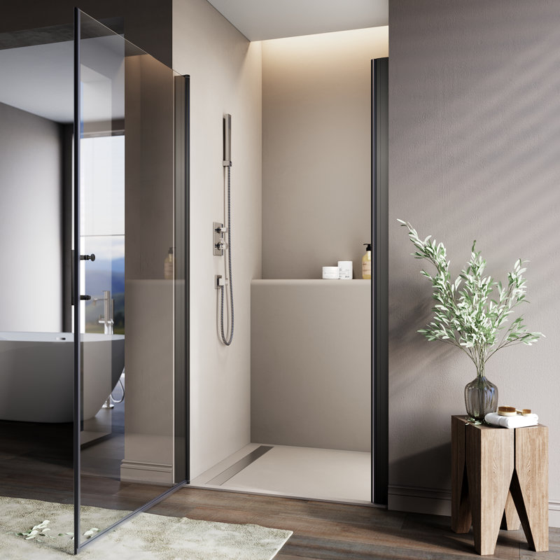 31.5'' - 33'' W x 72'' H Pivot Shower Door with Clear Tempered Glass
