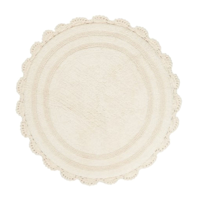 Tapis pour salle de bain réversible en coton Crochet, Ivoire ivoire