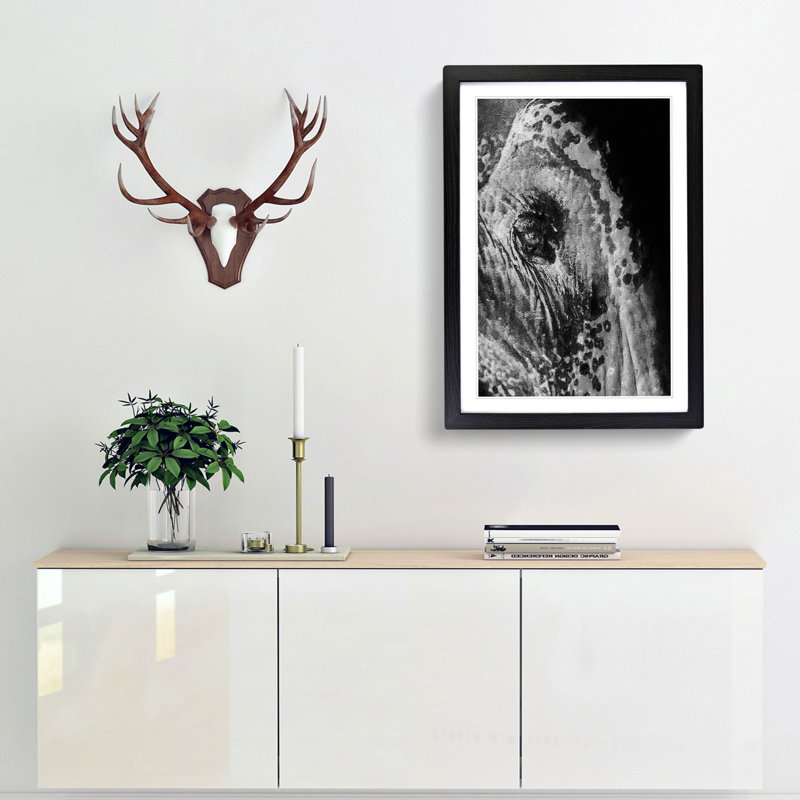Watchful Elephant - Framed Print, Black Framed, 48cm H x 36cm W x 2cm D