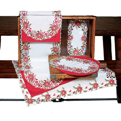 Salzman Embroidered Cutwork Table Runner