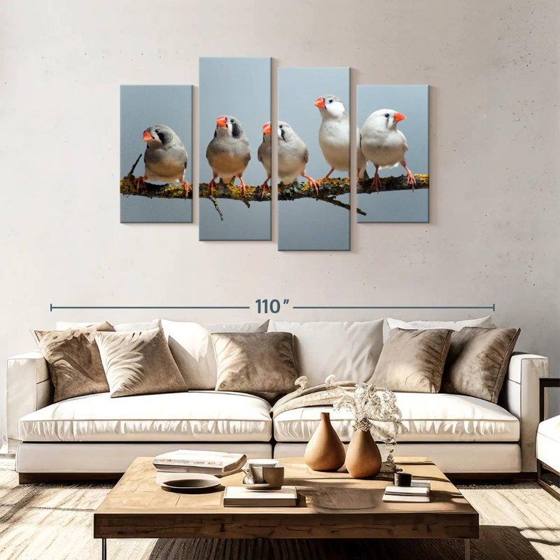 Brampt Five Zebra Finches, 48" H x 75" W