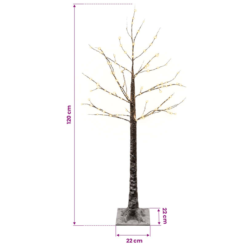 Snow-Covered LED Christmas Tree Brown Plastic Garden LED Christmas Tree, 120 cm, Warm White