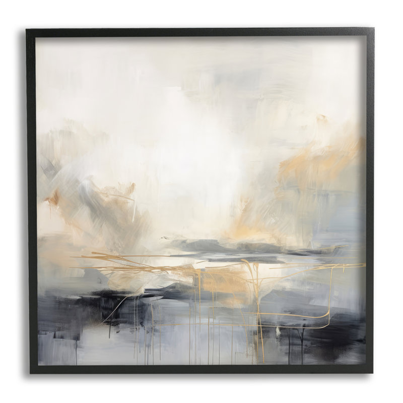 Gray & Glam Landscape, impression sur bois encadrée, H 12 po x l 12 po x P 1,5 po, Giclée encadrée noir minuit