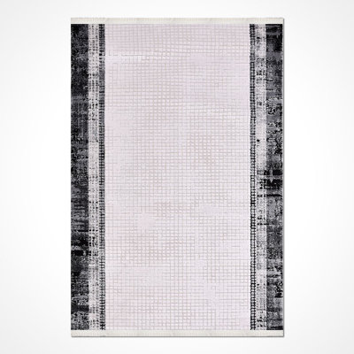 Tapis gris moderne lavable à la machine