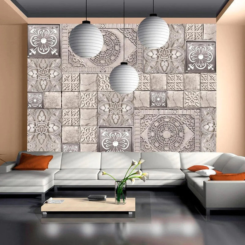 Murale carreaux de mosaïque en béton, L 110 po x l 157 po