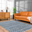 Denyer géométrique tissé à plat à la main et recyclé P.E.T. Tapis bleu / gris-1741993620