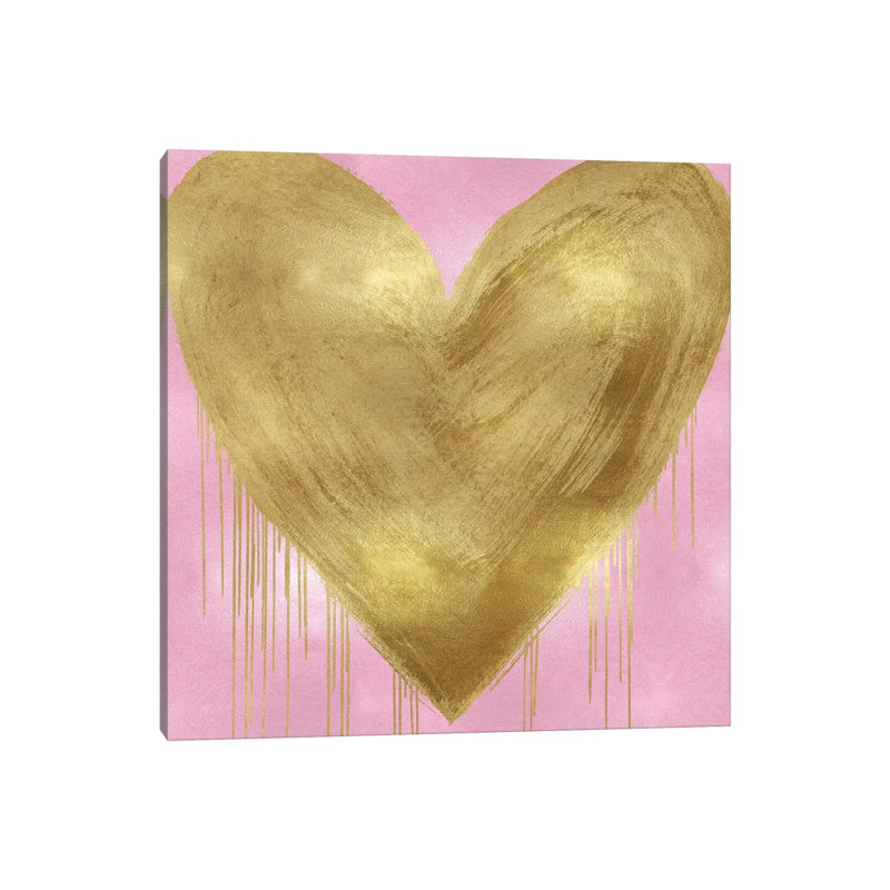 Big Hearted Gold by Lindsay Rodgers - Print on Canvas, Black Framed Canvas, 45.72 cm H x 45.72 cm W
