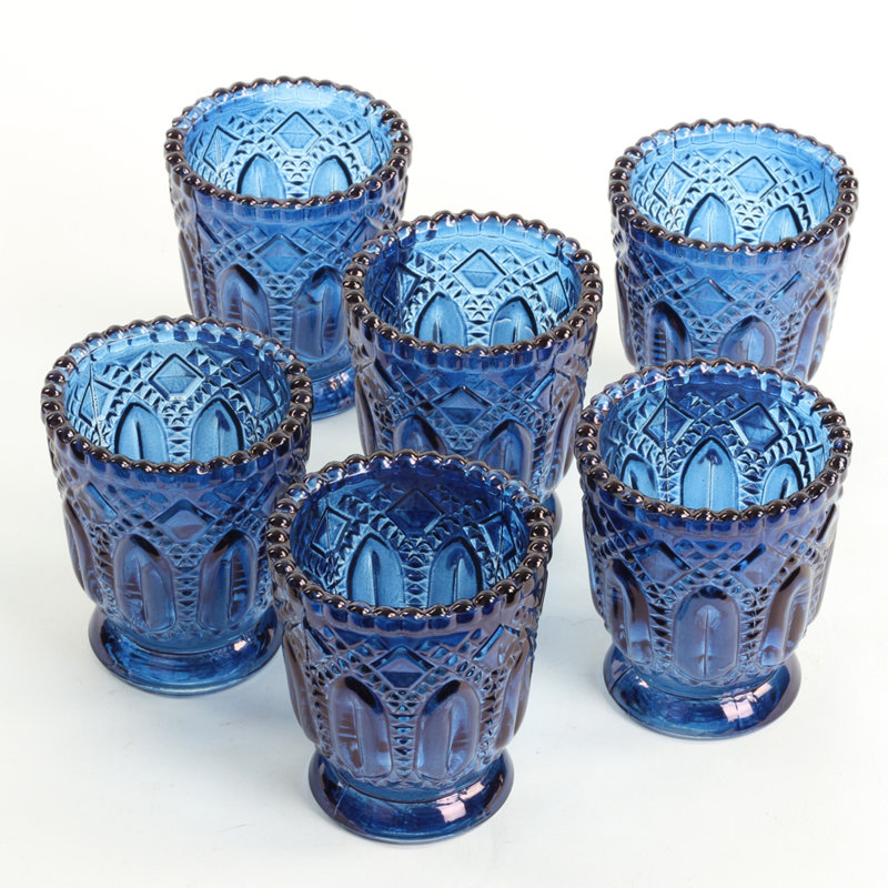 3'' H Glass Tabletop Votive Holder, Navy Blue