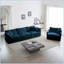 Ensemble de canapé moderne en chenille 3 pièces - Siège profond 1 + 3 places pour le salon, structure en bois massif robuste, bleu-1541255888