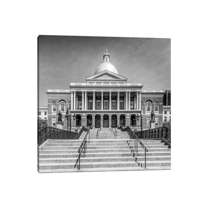 Boston Massachusetts State House | Monochrome by Melanie Viola - Wrapped Canvas Print, 66.04 cm H x 66.04 cm W x 1.91 cm D