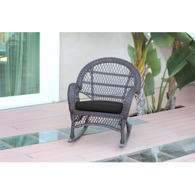 Chaise berçante d'extérieur en osier / rotin avec coussins Byers