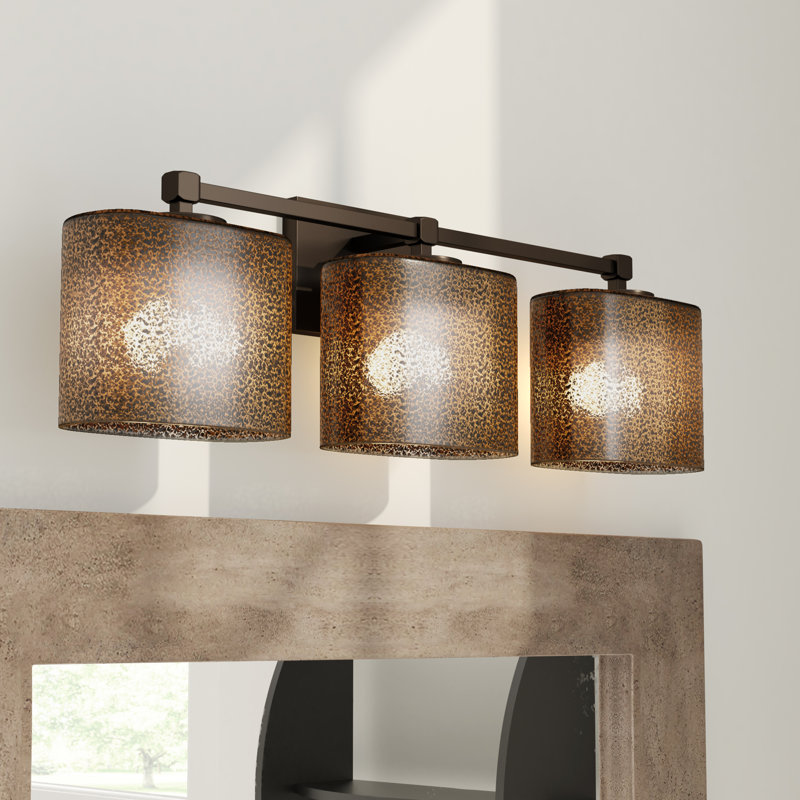 Éclairage pour meuble-lavabo 3 lumières Casson, Bronze foncé, Verre mercuré