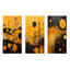 «Native Safran and Ebony Heritage - Abstract Landscape», ensemble de 3 reproductions d'art mural en métal-1340901268