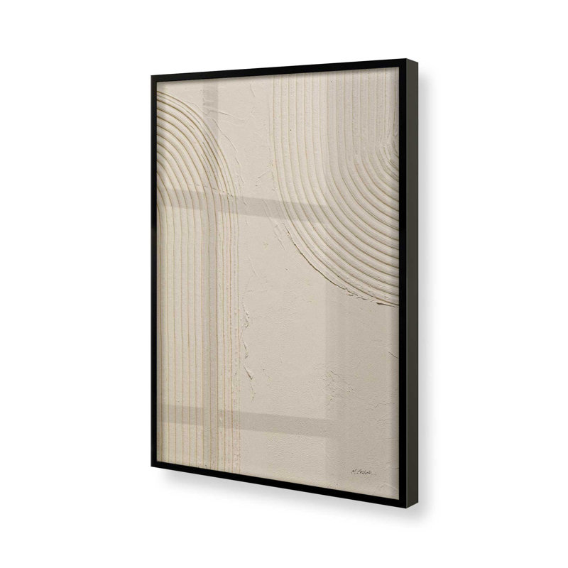 Echoed Curves in Beige I Print, Black, 15" H x 12" W