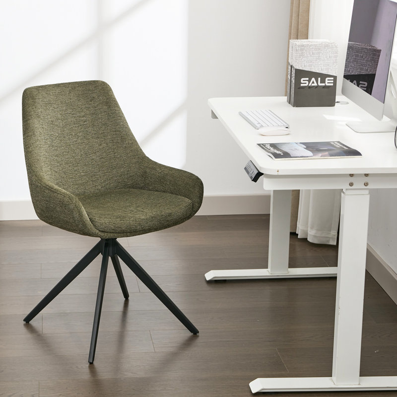 Chaise de bureau en lin Loklun, Vert foncé