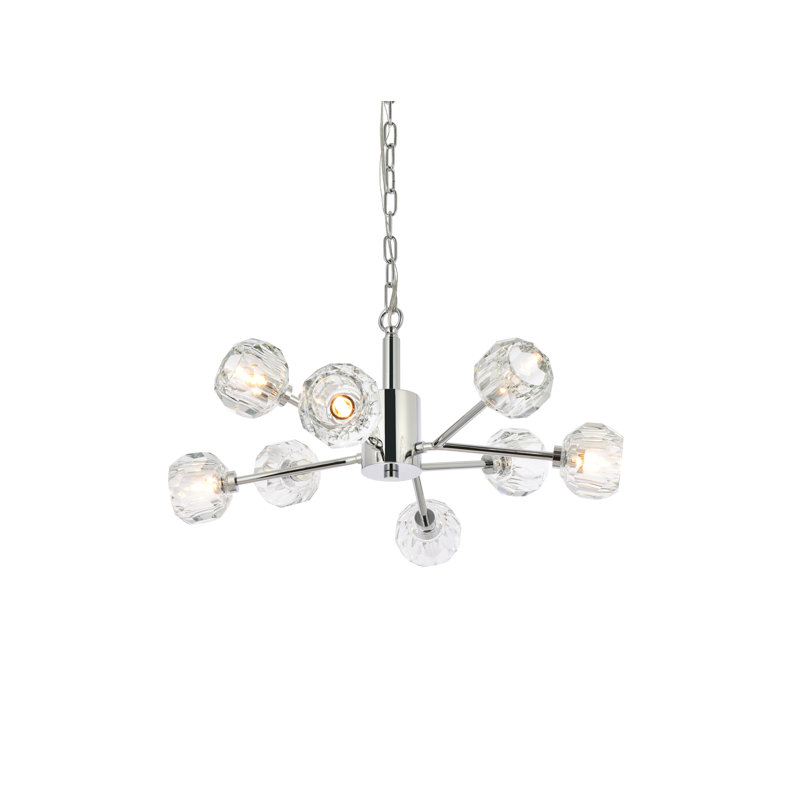 Luminaire suspendu sphérique spoutnik 8 lumières Boise, Chrome