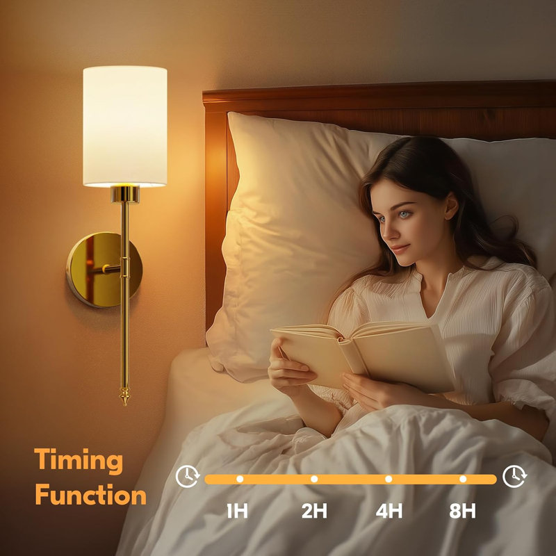 Gold Dimmable Battery Operated Wall Sconce Set with Remote
