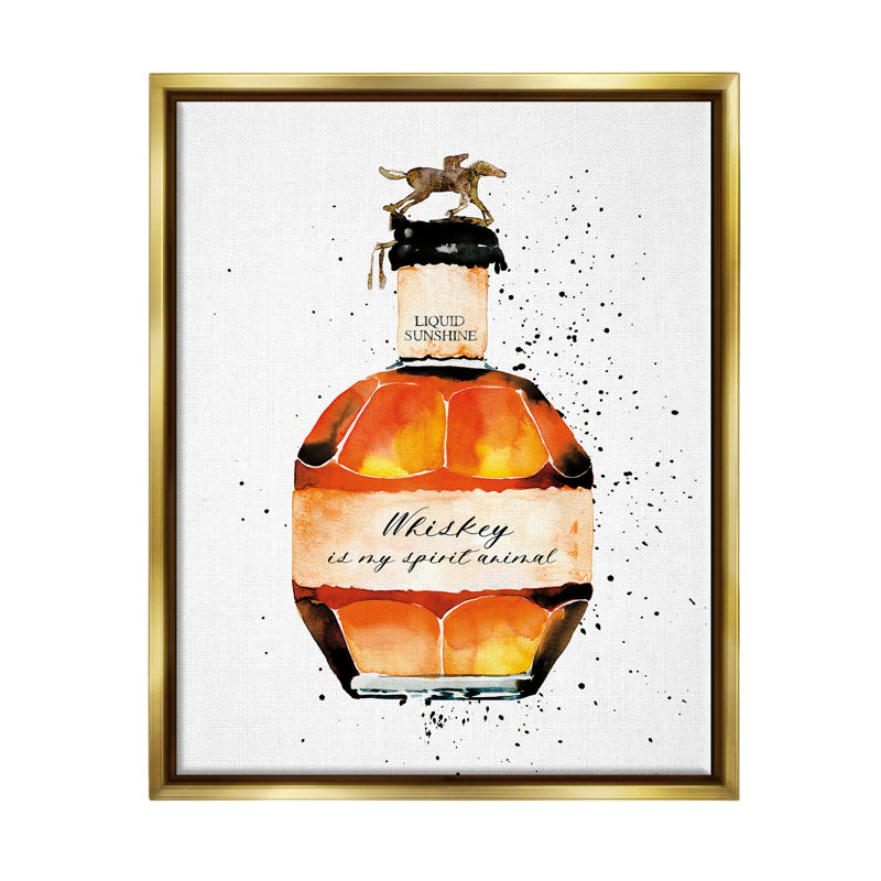 Whiskey Is My Spirit Animal Quote, H 31 po x l 25 po x P 1,7 po, Cadre doré