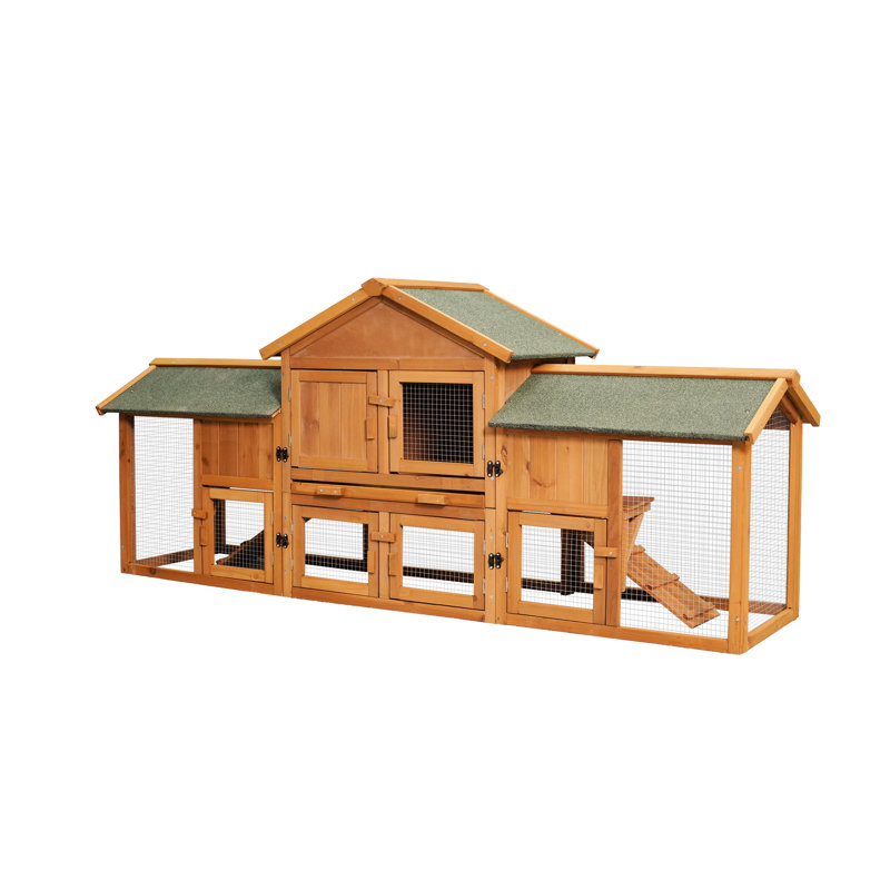 Très grande cage 79,5 po pour animaux de compagnie, configuration à 2 parcours, plateau amovible, toit imperméable à deux niveaux, animalerie avec petits animaux et animal de compagnie