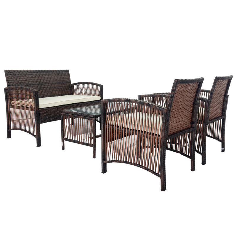 Rowes 4 - Person Patio Dining Set with Rectangular Table , Cushions Included