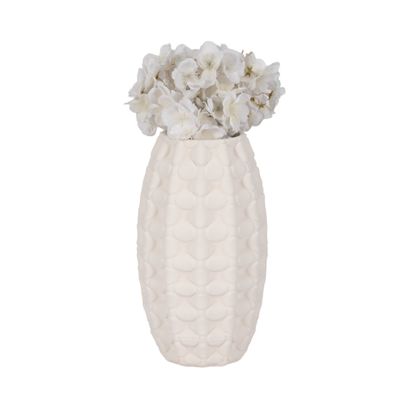 Sagebrook Home Alexander 3D Printed Vase, Ivory/Beige, 12" H x 6" W x 6" D