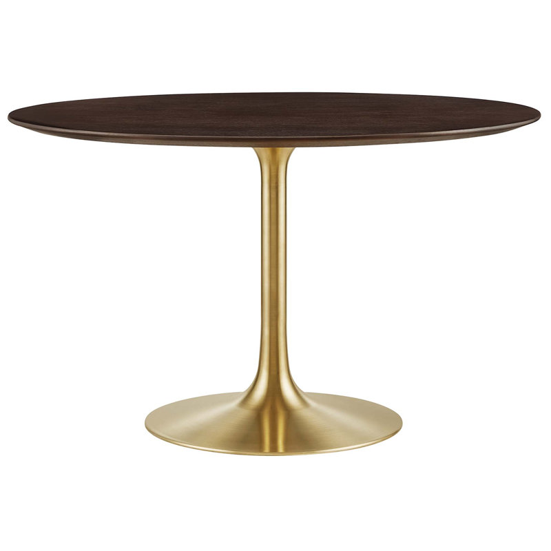 Table de salle à manger Modway Lippa, Noyer cerise, Or, L 47 po x l 47 po