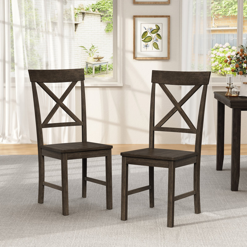 Solid Wood Side Chair Dining Chair (set Of 2), Gray