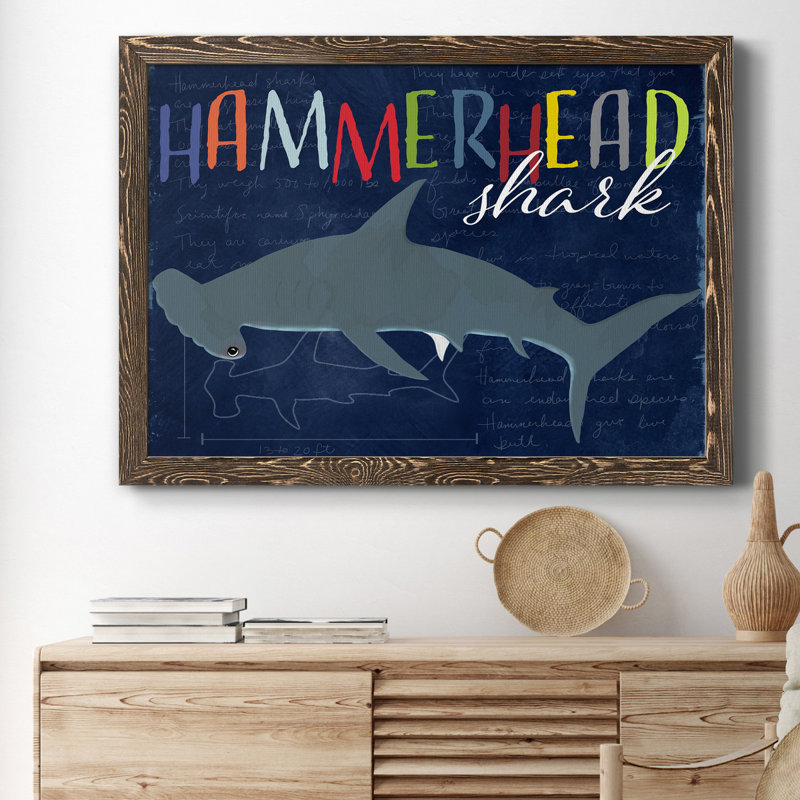 " Hammerhead Shark " Painting Print, Walnut, 31" H x 44" W x 1" D