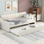 Lit de jour simple avec couchette et prise de courant - Élégant revêtement beige rembourré