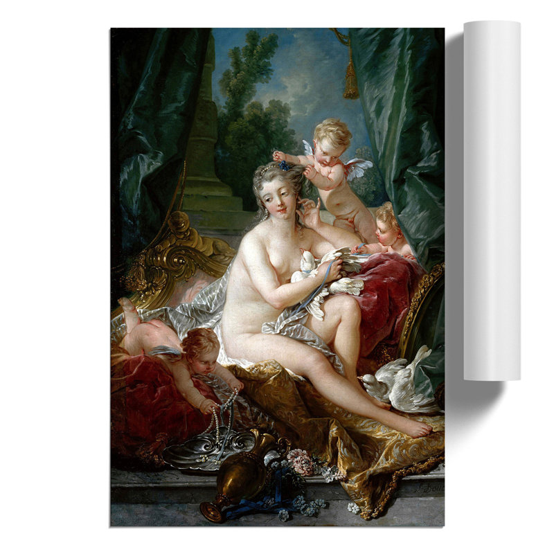 Seated with Cupids by Francois Boucher - Frameless Print, 30cm H x 21cm W x 0.1cm D