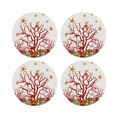 Coral Reef Vegan Leather Round Pebble Placemat