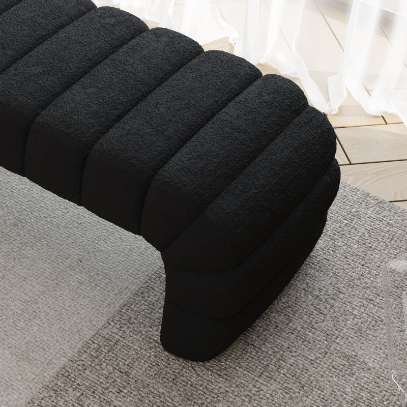 Banc en chenille capitonné Modern, Noir