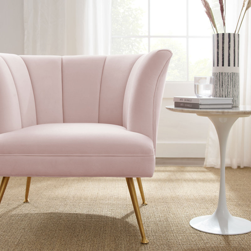 Modway Veronica Channel Tufted Performance Velvet Armchair, Pink Velvet