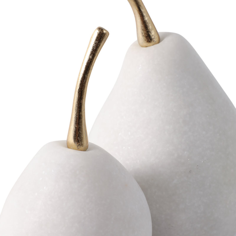 Osiris Decorative Objects Polyresin Pear-Shaped Design With Stem Home Office Bedroom Living Room Set Of 2 - 7", 6" White