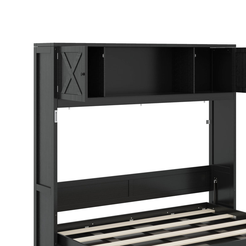 Lit escamotable double avec armoires de rangement