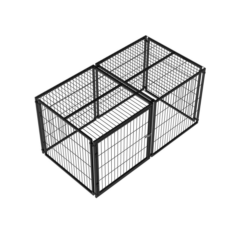 Grande cage pour chien, chenil pour chiot moyen avec parc, cage pour animal de compagnie, intérieur, noir.