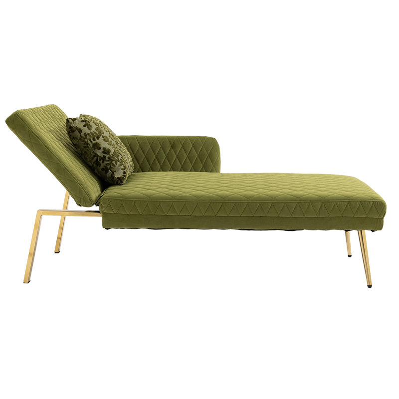 Chaise longue rembourrée Lyllia, Mélange de polyester vert