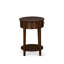 Ensemble de chambre à coucher 3 pièces avec grand lit capitonné à boutons et 2 tables de chevet Mid-Century en acajou antique - similicuir brun avec texture brune et pieds noirs-1471686108-1471686104