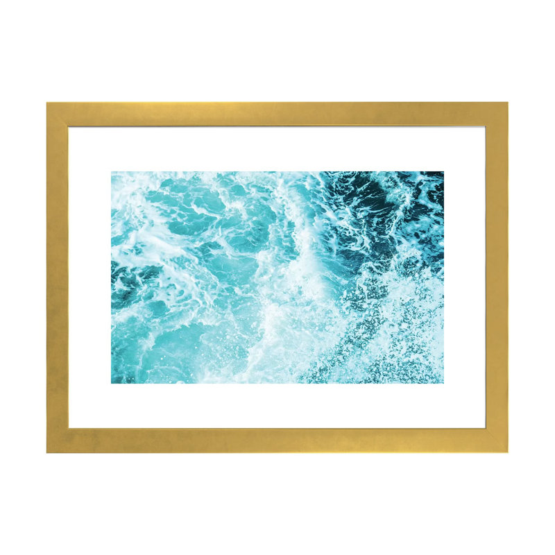 «Perfect Ocean Sea Waves» - Impression sur papier avec cadre flottant, H 16 po x l 24 po x P 1 po