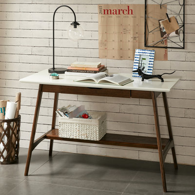 Bureau en pacane avec tablette inférieure de rangement - plateau de table en bois à assembler