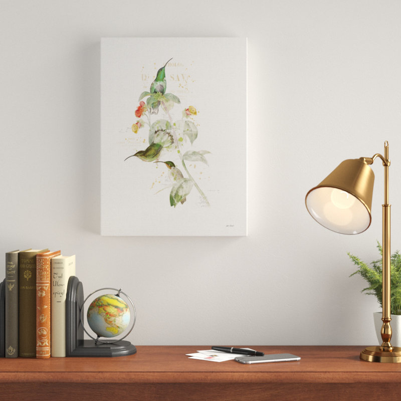 « coloré colibris iii », reproduction sur toile tendue, H 19 po x l 14 po