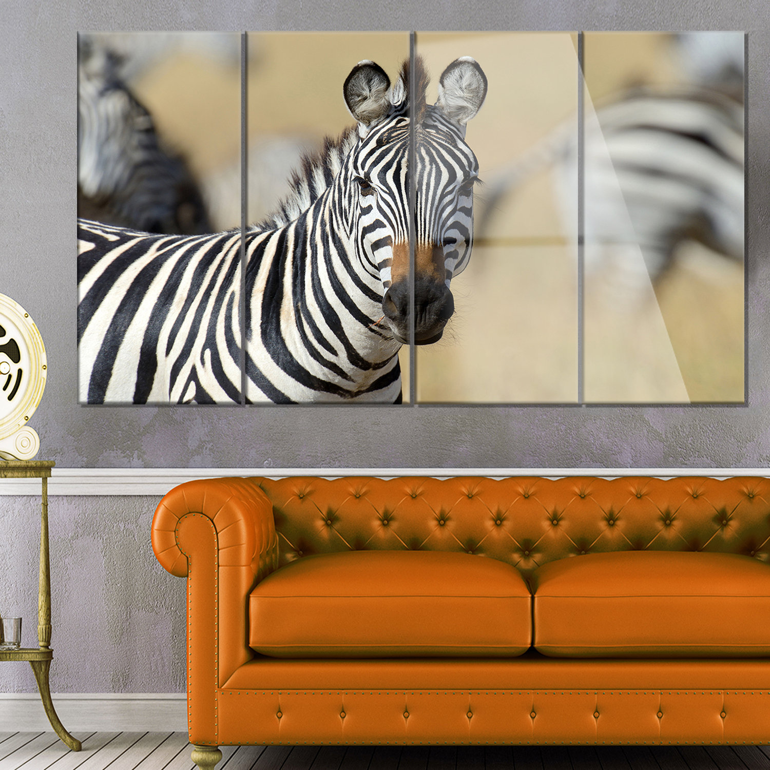 Design Art 'African Zebra Close-Up View' 4 Piece Photographic Print on ...