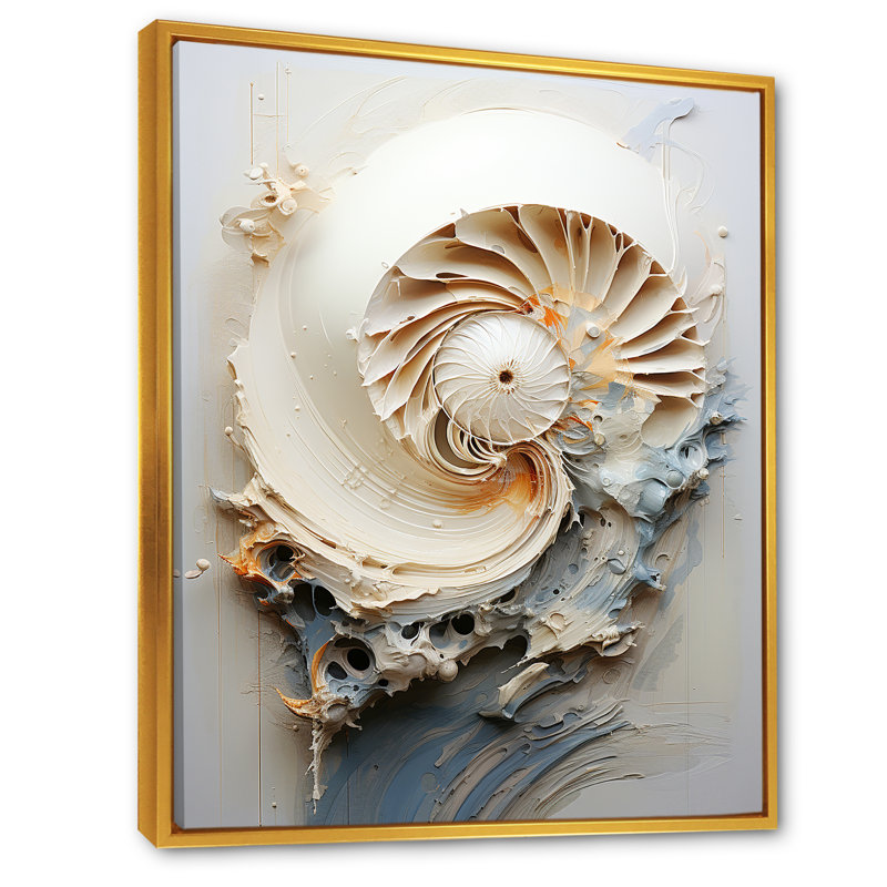 Art abstrait sur toile, "Nautilus", H 32 po x l 24 po x P 1 po, Cadre flottant doré