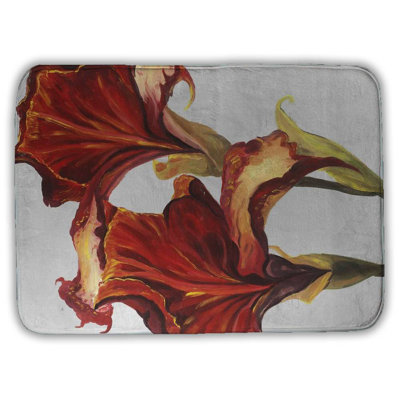 Lilies with fall colors Bath Mat with Non-Slip Backing - Quick Dry Memory Foam Bathroom Rug - Absorbent - Modern Plush Spa-Style - Machine Washable