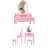 Pink Princess Vanity Desk Set With Mirror & Cushioned Stool,With Built-In Led Light Strips,4-Drawer Wooden Makeup Vanity Table For Girls' Bedroom, Dressing Table With Ample Storage,Pink-2003022377