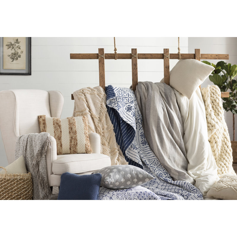 Natural Diamond Tufted Organic Cotton 50" x 60" Throw Blanket