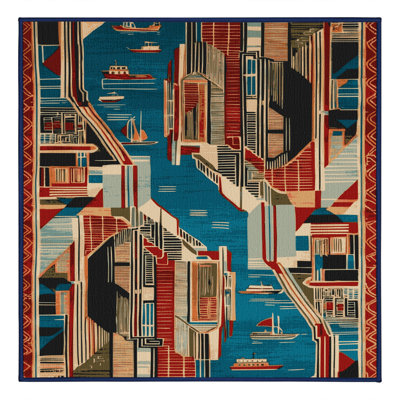 Machine Washable Art Deco Gray Area Rug